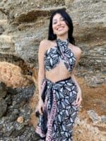 Cotton Pareo - Black Flower - Image 3