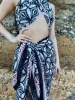 Cotton Pareo - Mini Black Flower - Image 3