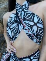 Cotton Pareo - Mini Black Flower - Image 2