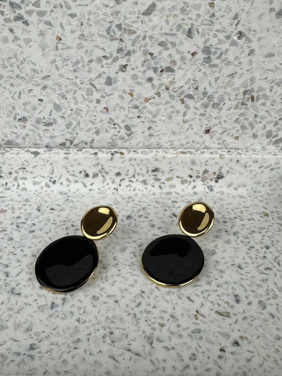 Noir and Gold Drop Earrings