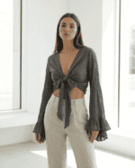 Grey Mist Tie Blouse