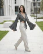 Grey Mist Tie Blouse - Image 5