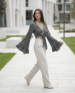 Grey Mist Tie Blouse - Image 5