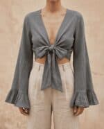 Grey Mist Tie Blouse - Image 2