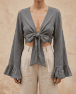 Grey Mist Tie Blouse - Image 2