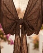 Mocha Ruffles Tie Blouse - Image 3