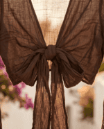 Mocha Ruffles Tie Blouse - Image 3