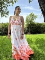 Flora Orange Maxi Dress - Image 3