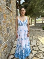 Flora Baby Blue Maxi Dress