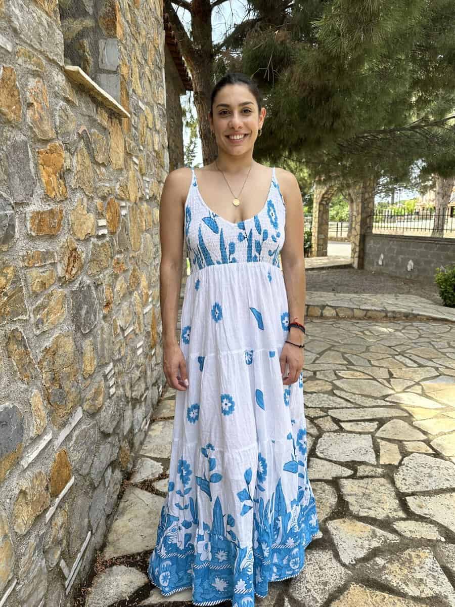 Flora Baby Blue Maxi Dress